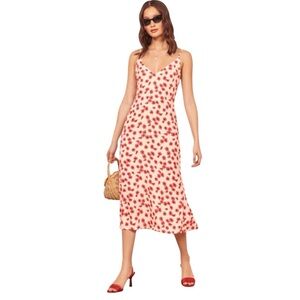 Reformation Red Floral Midi Dress